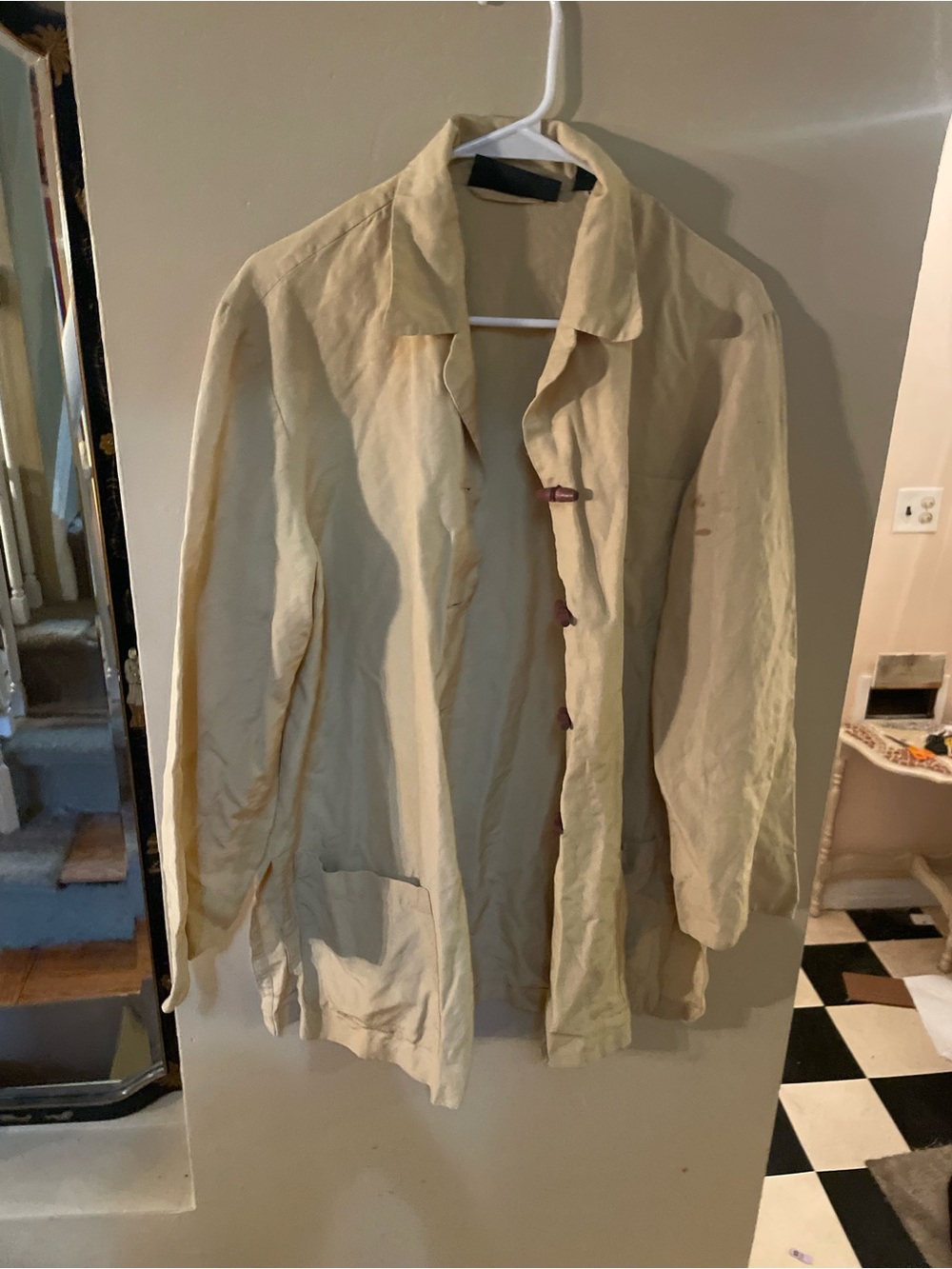 August silk vintage 90s lightweight tan shirt jacket